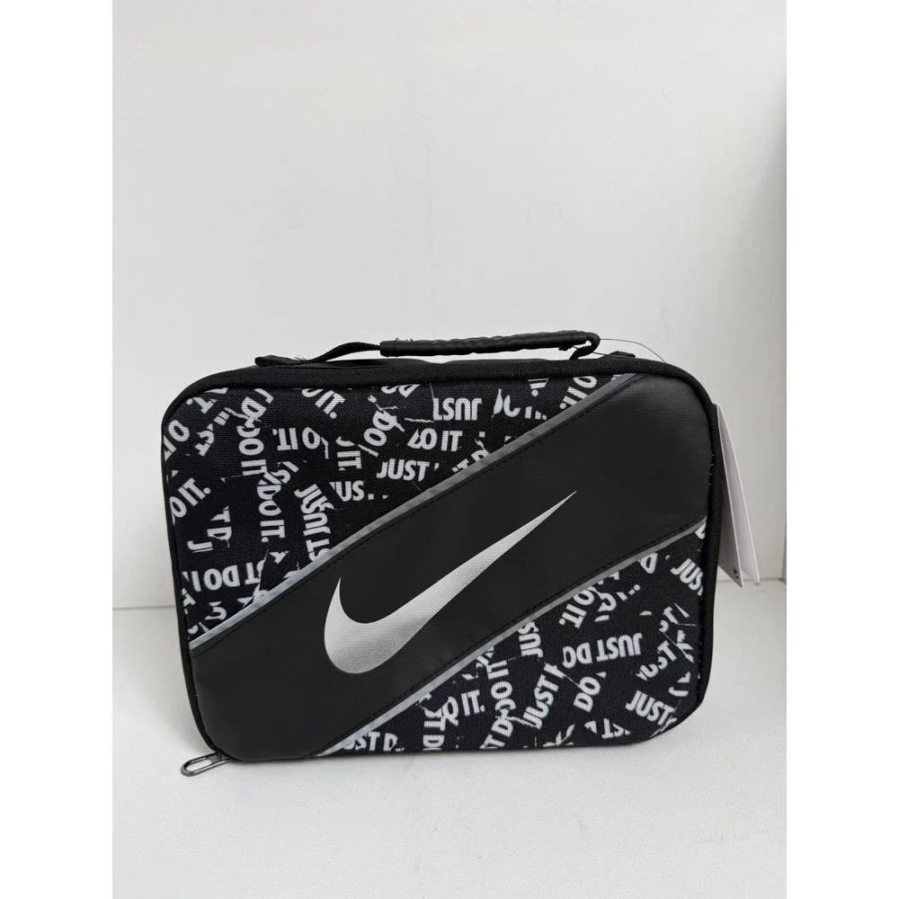 Nike Insulated Lunch Bag Unisex OS Black White Polyester Just Do It Swoosh Logo